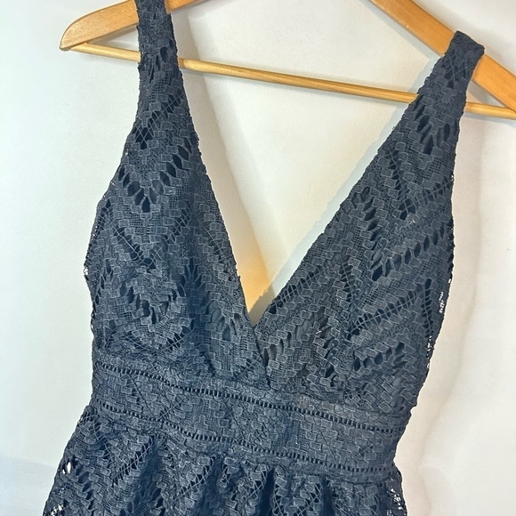 Sugar Lips All My Love Black V-Neck Sleeveless Dress S NWT Crochet Lace Mini - Picture 3 of 5